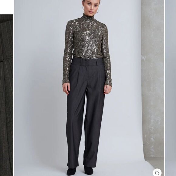 NWT Bruuns Bazaar NeedBBMagdalena pants - Grey pin stripe - Picture 1 of 12